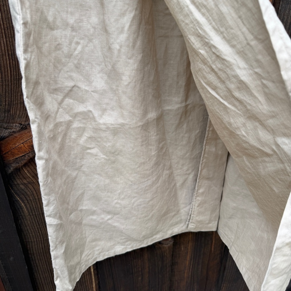 Sou Sou Wrap Skirt Womens Light Tan Linen 35" Kimono Sewing Okada Kyoto Japan - Picture 6 of 7